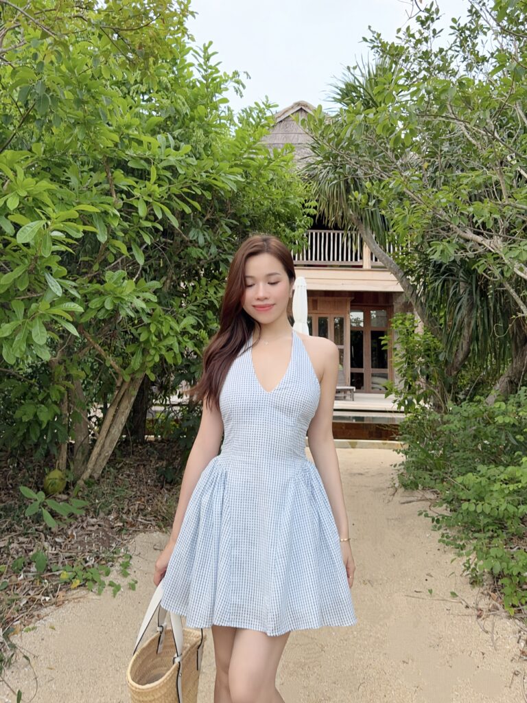 Evie Dress - Tiny Gingham in Blue - Image 6