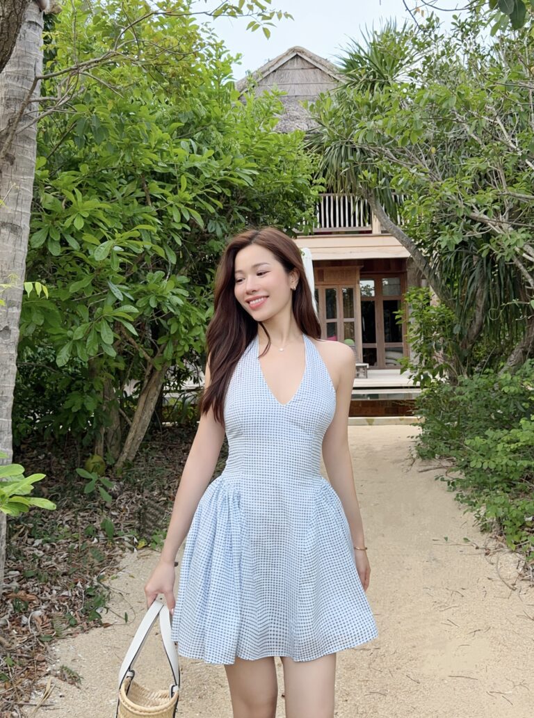 Evie Dress - Tiny Gingham in Blue - Image 7