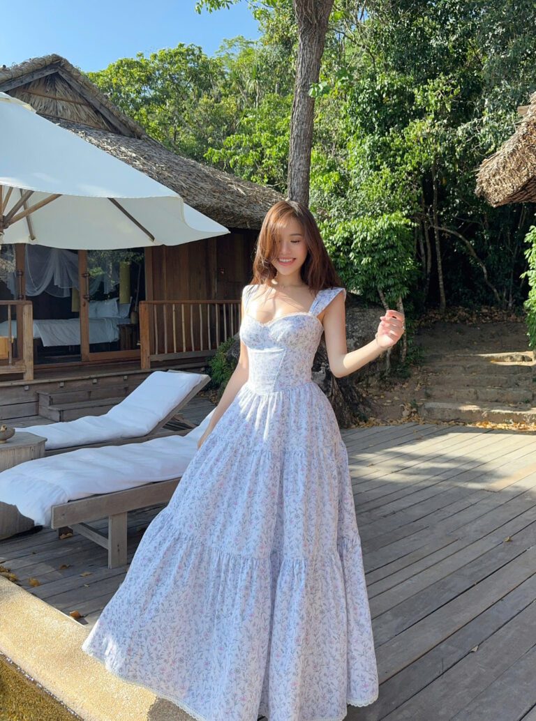 Lily Dress - Powder Blue Floral - Image 7