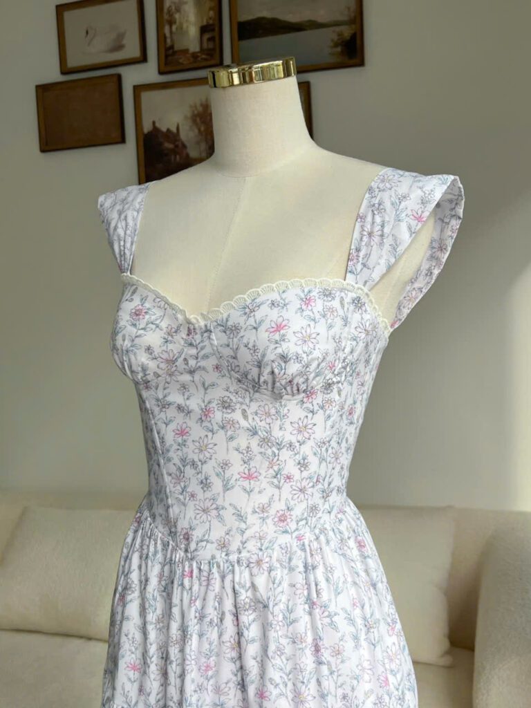 Lily Dress - Powder Blue Floral - Image 10