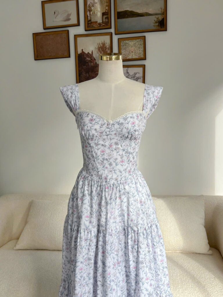 Lily Dress - Powder Blue Floral - Image 9