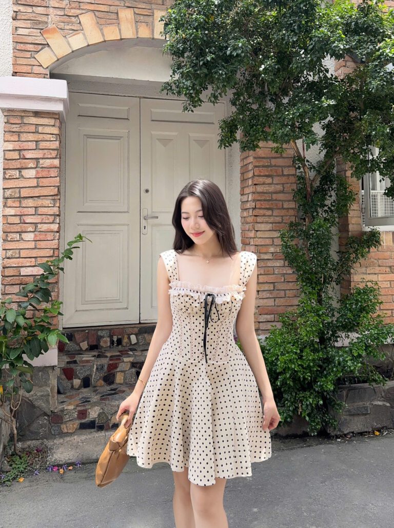 Amoura Dress - Polka Dot Beige - Image 6