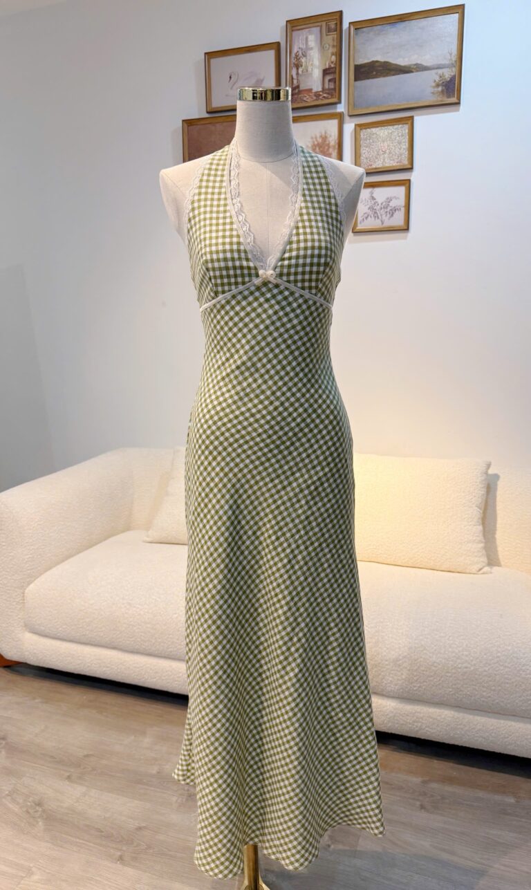 Endie Dress - Olive Gingham - Image 5