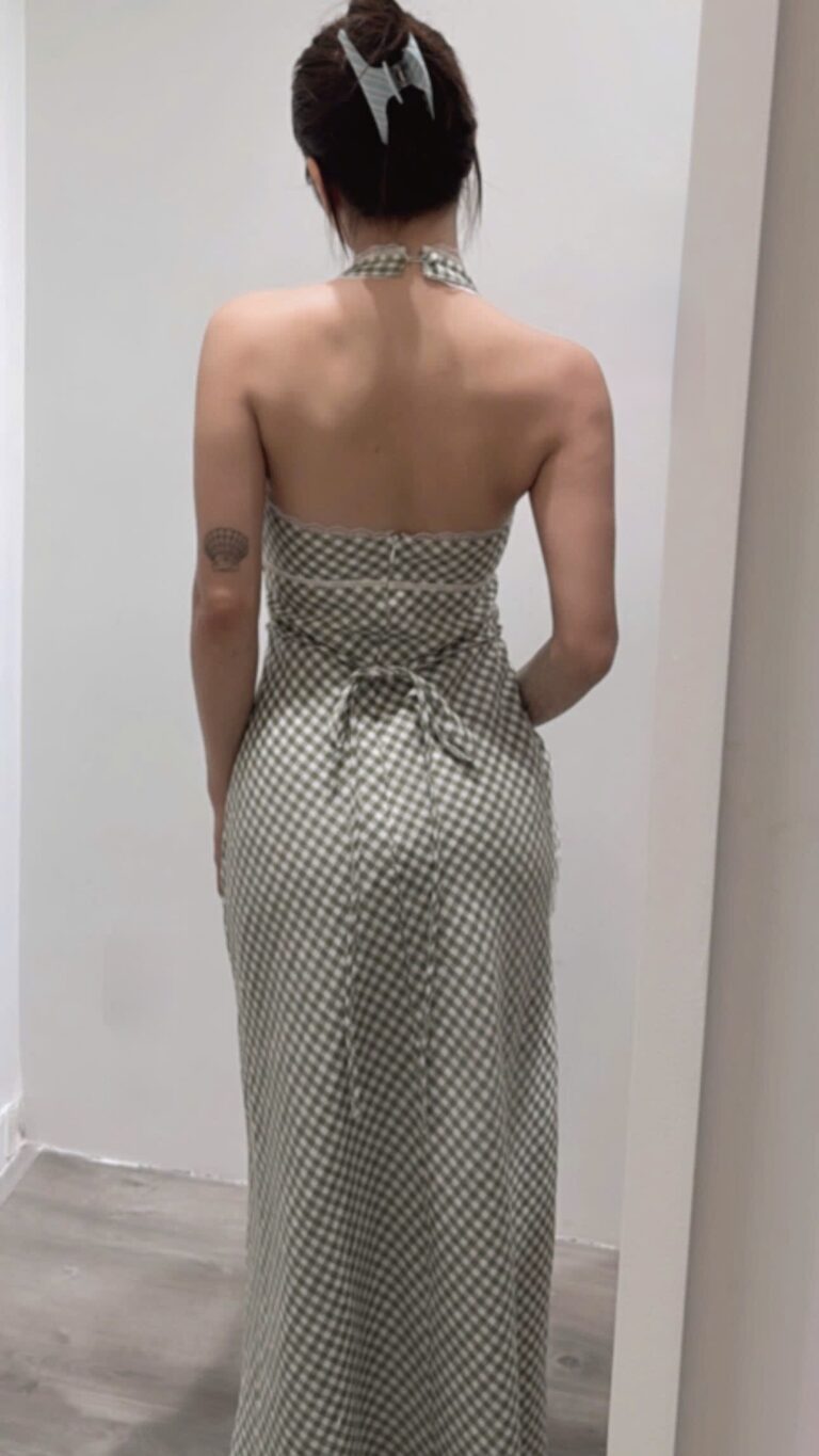 Endie Dress - Olive Gingham - Image 4