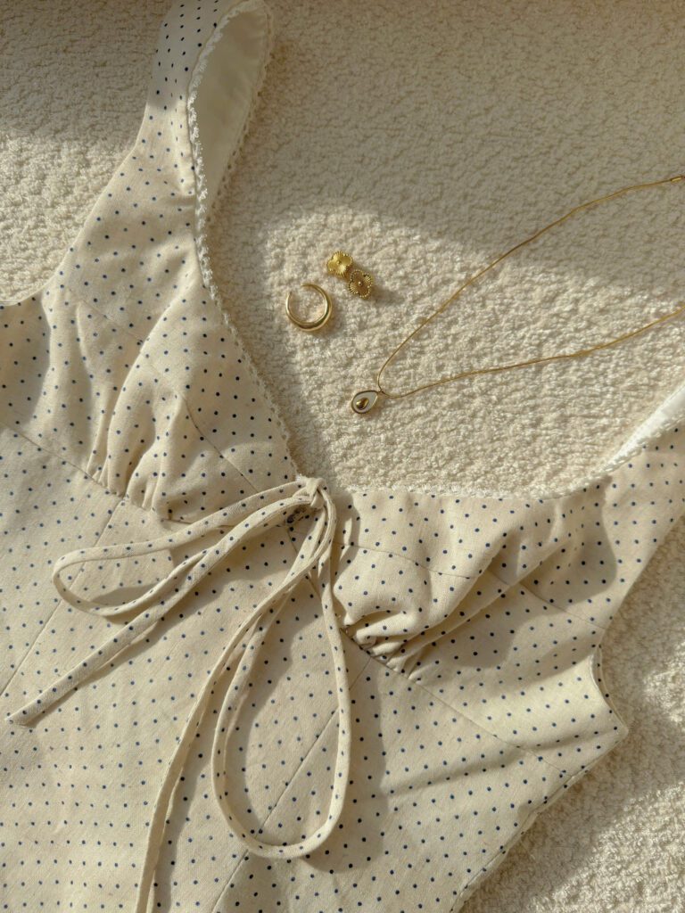 Lila Top - Cream Wih Navy Polka Dot - Image 4