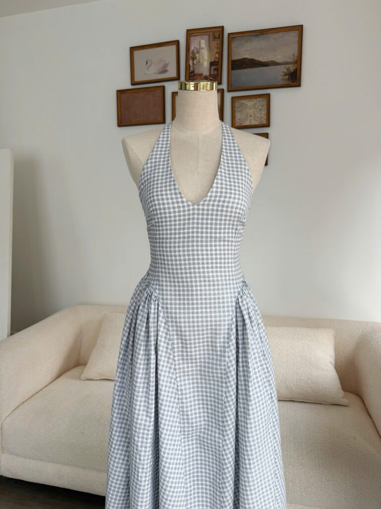 Karolin Dress -  Grey Gingham - Image 3