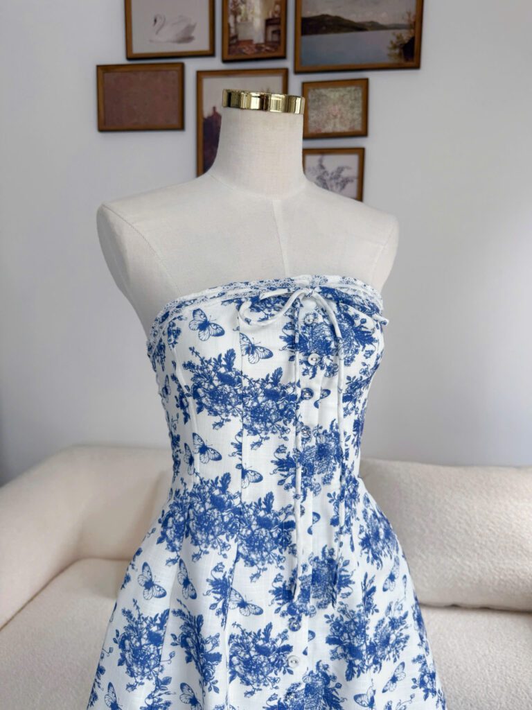 Daisy Dress - White Blue Floral - Image 3