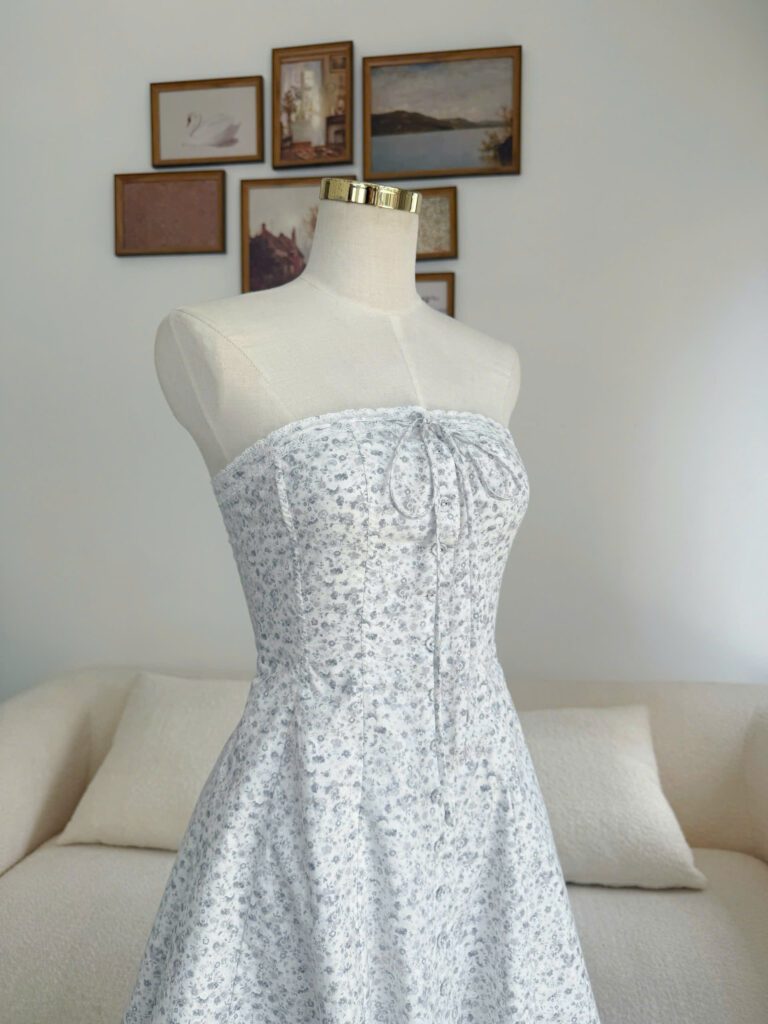 Daisy Dress - White Grey Floral - Image 3