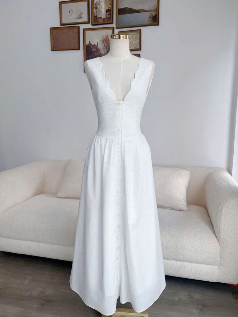 Gloria Dress - Grey Polka Dot