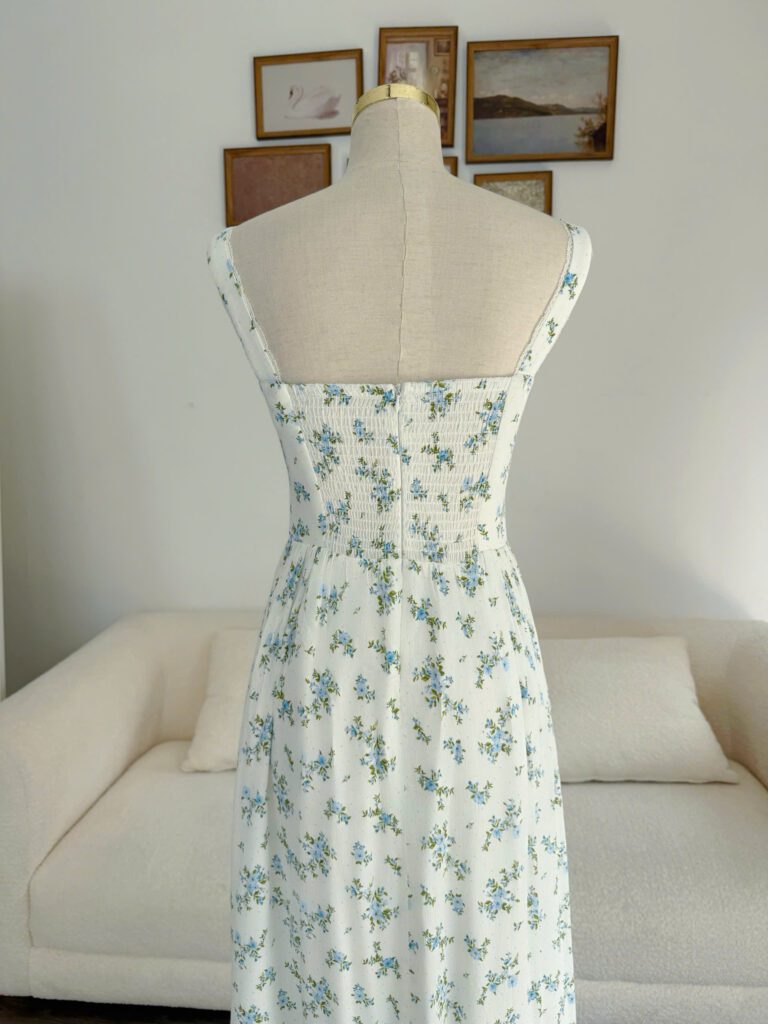 Olivia Dress - White Mini Blue Floral - Image 4