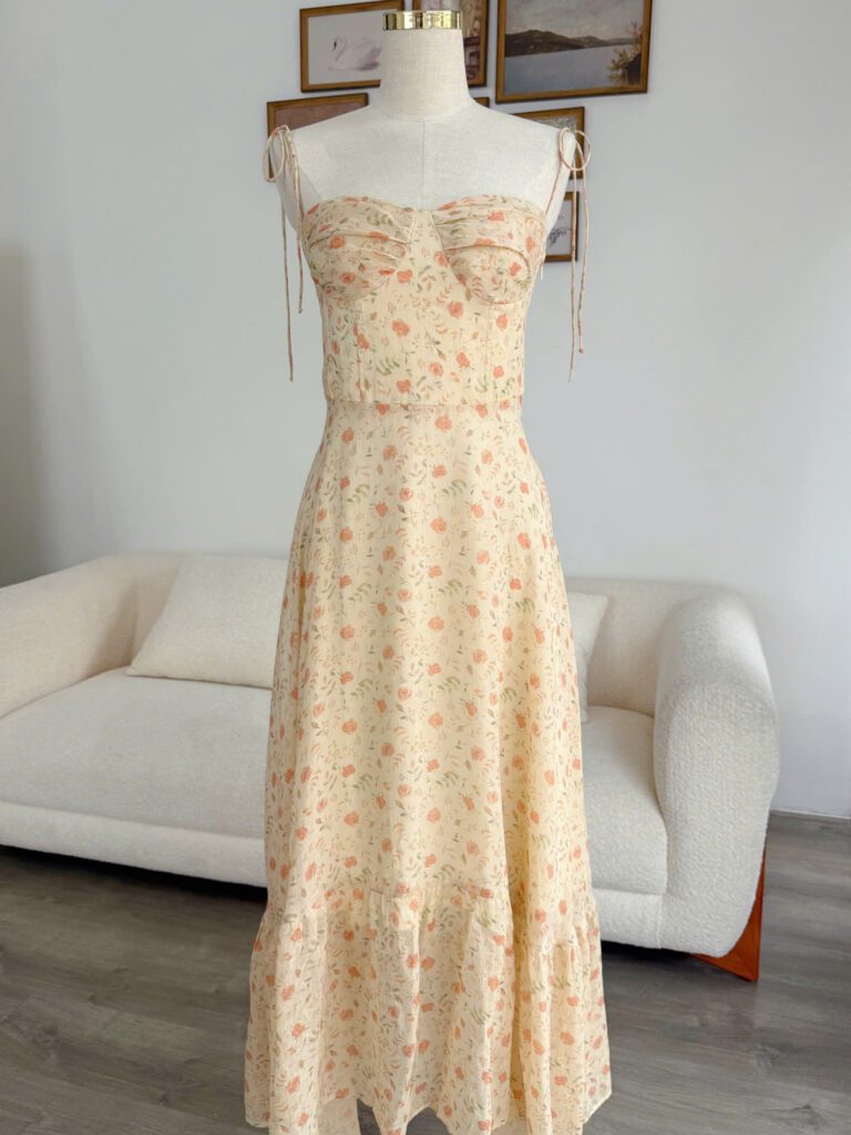 Merlisa Dress - Cream Orange Floral