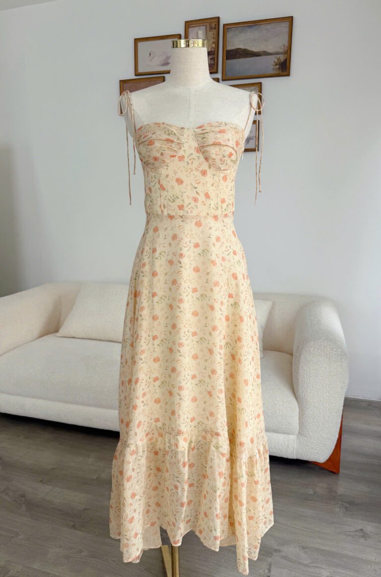 Merlisa Dress - Cream Orange Floral