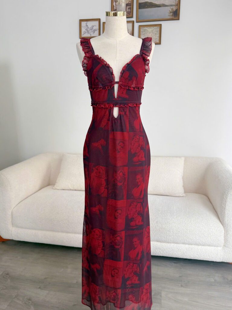 Selene Dress - Red Portrait Print