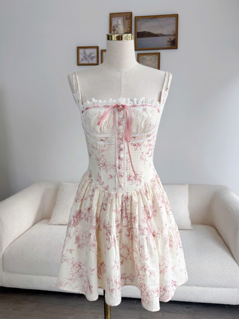Misa Dress - Pink Toile Floral