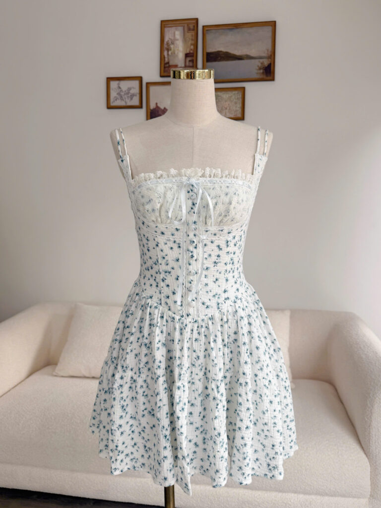 Misa Dress - Blue Ditsy Floral