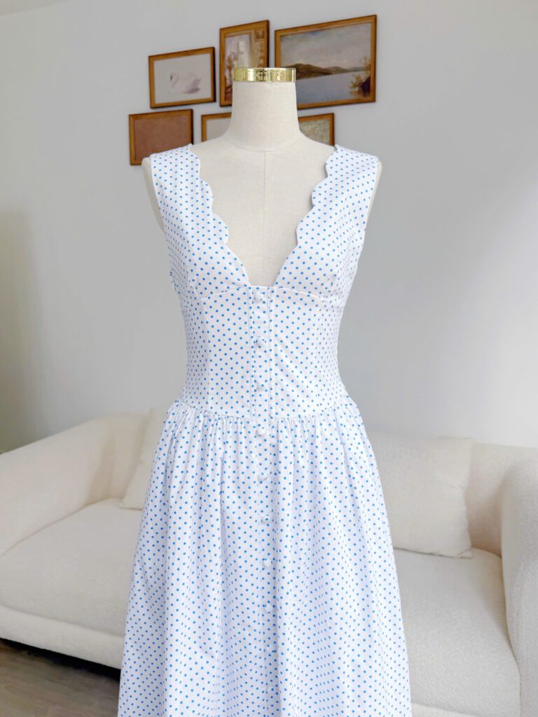 Gloria Dress - Blue Polka Dot