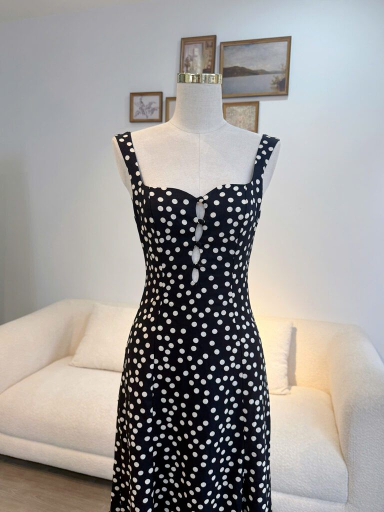 Celina Dress - Black Polka