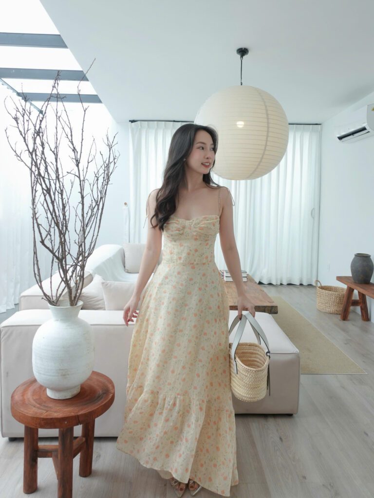 Merlisa Dress - Cream Orange Floral