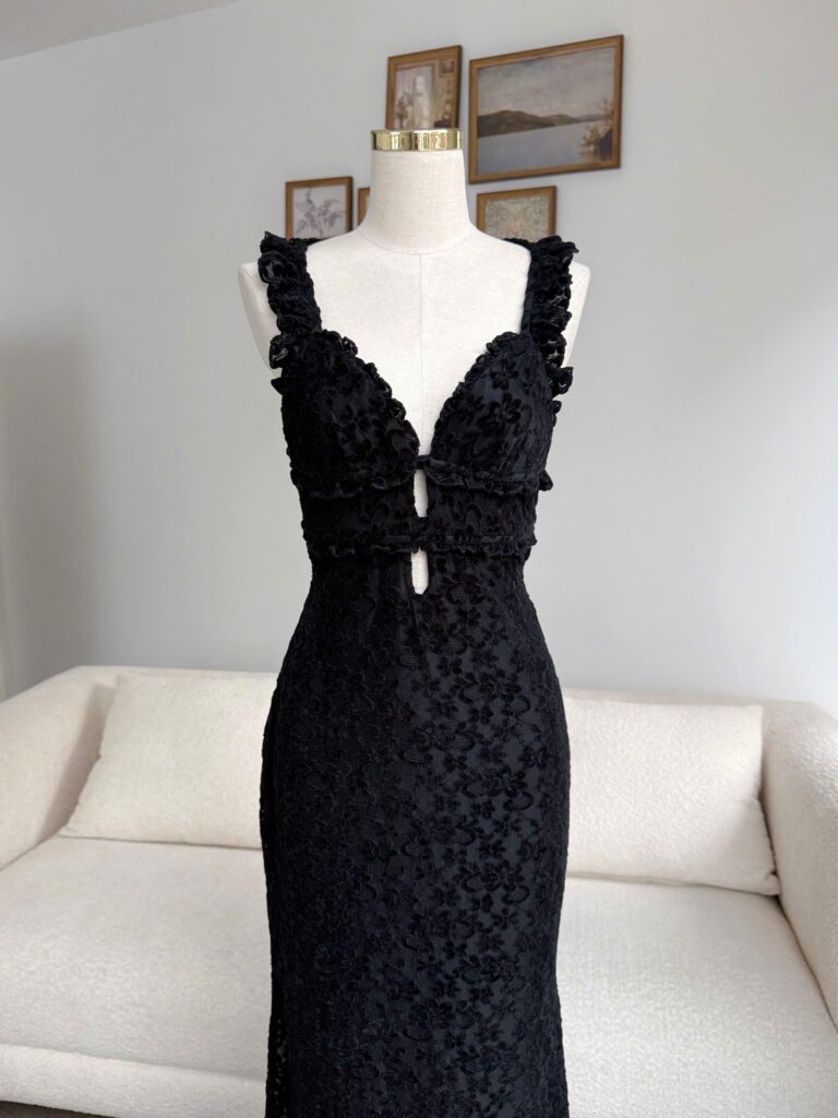 Selene Dress - Black Daisy Lace