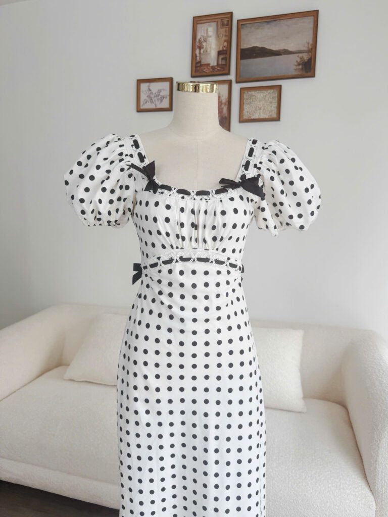 Fiona Dress - Ivory Polka Dot