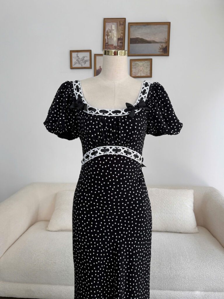 Fiona Dress - Black Polka Dot